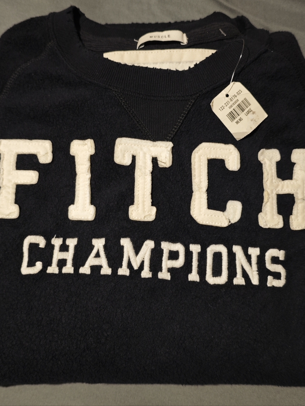 NWT Vintage Abercrombie & Fitch Muscle Fitch Champions Sweatshirt Black Size L